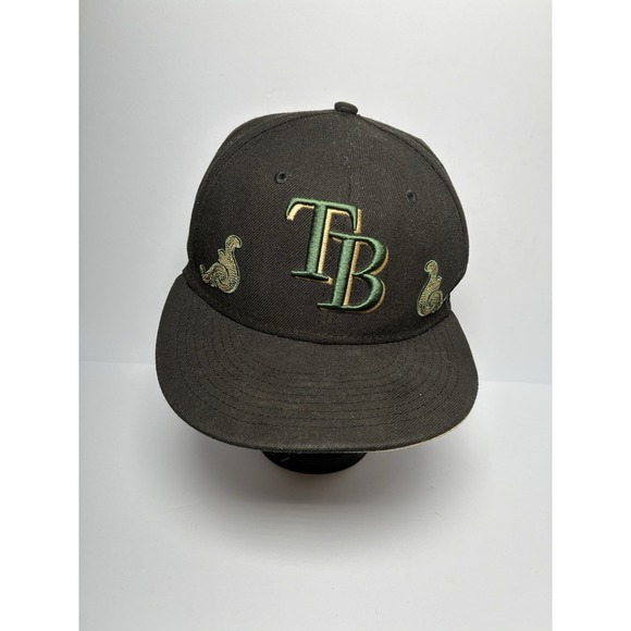 New Era 59FIFTY Tampa Bay Rays Black Viper Side Patch Fitted‎ Hat Size 7 1/4